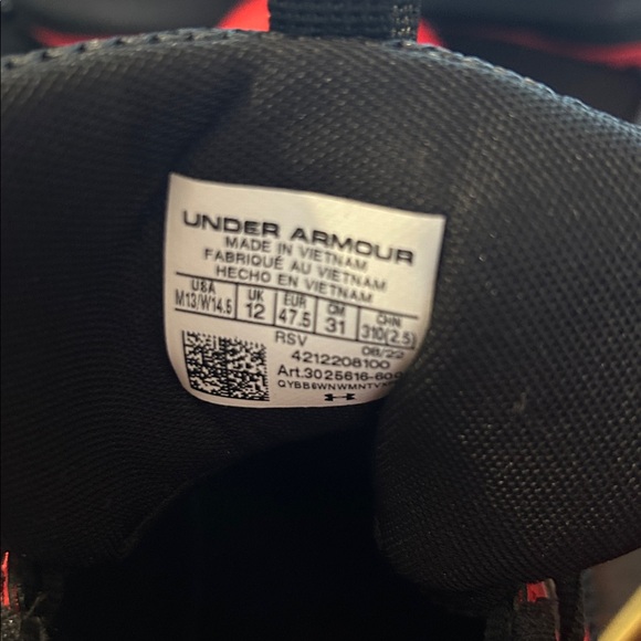 Under Armour Red and Black Athletic Shoes - Picture 4 of 5